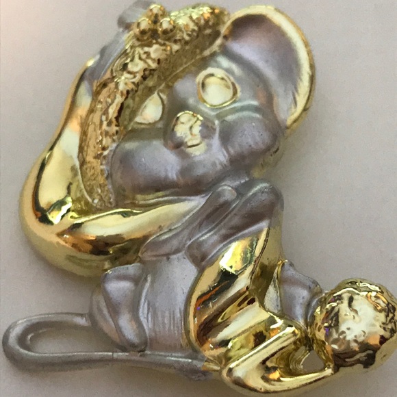 MOUSE PIN BROOCH Silver & Gold tone - Picture 1 of 5